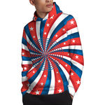Swirly American Patriotic Print Pullover Hoodie