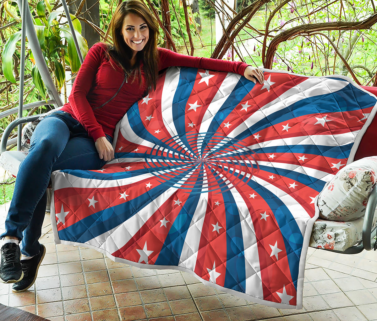 Swirly American Patriotic Print Quilt