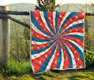 Swirly American Patriotic Print Quilt