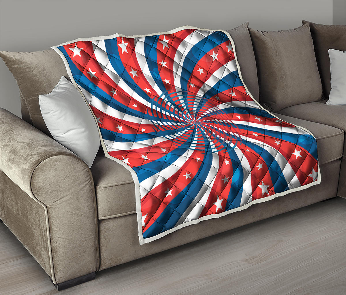 Swirly American Patriotic Print Quilt