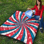 Swirly American Patriotic Print Quilt