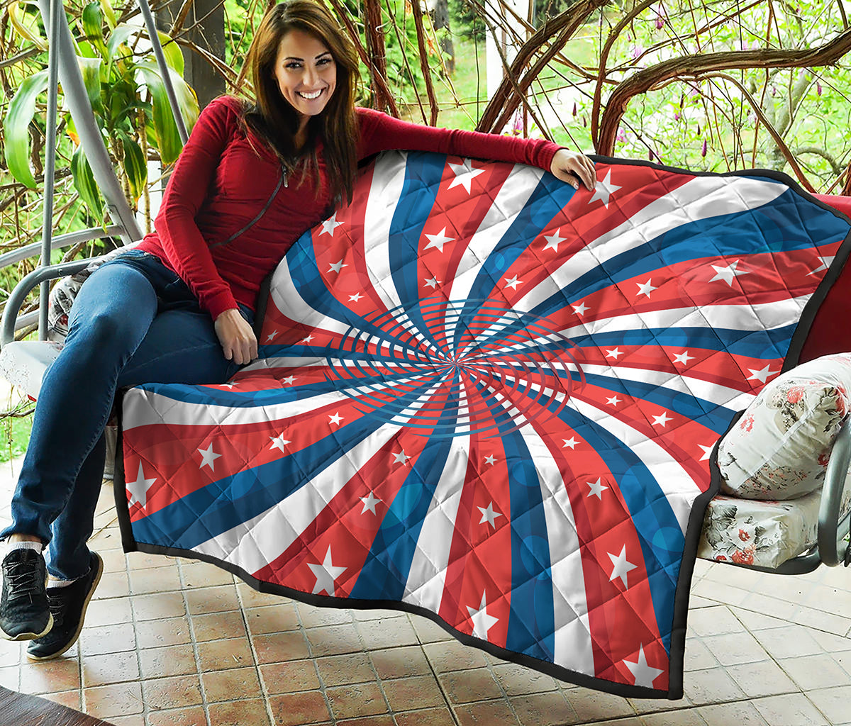 Swirly American Patriotic Print Quilt