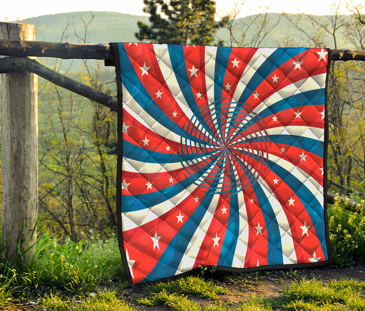 Swirly American Patriotic Print Quilt