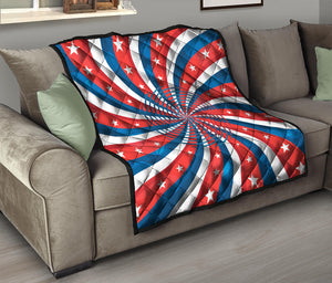 Swirly American Patriotic Print Quilt