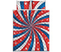 Swirly American Patriotic Print Quilt Bed Set