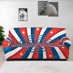 Swirly American Patriotic Print Sofa Cover