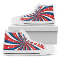 Swirly American Patriotic Print White High Top Sneakers