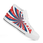 Swirly American Patriotic Print White High Top Shoes