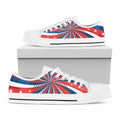 Swirly American Patriotic Print White Low Top Sneakers