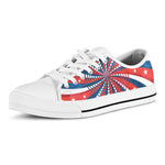 Swirly American Patriotic Print White Low Top Shoes
