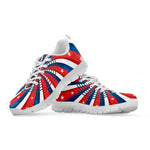 Swirly American Patriotic Print White Sneakers