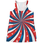 Swirly American Patriotic Print Women's Racerback Tank Top