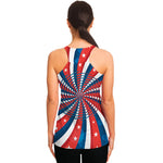 Swirly American Patriotic Print Women's Racerback Tank Top