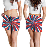 Swirly American Patriotic Print Women's Shorts