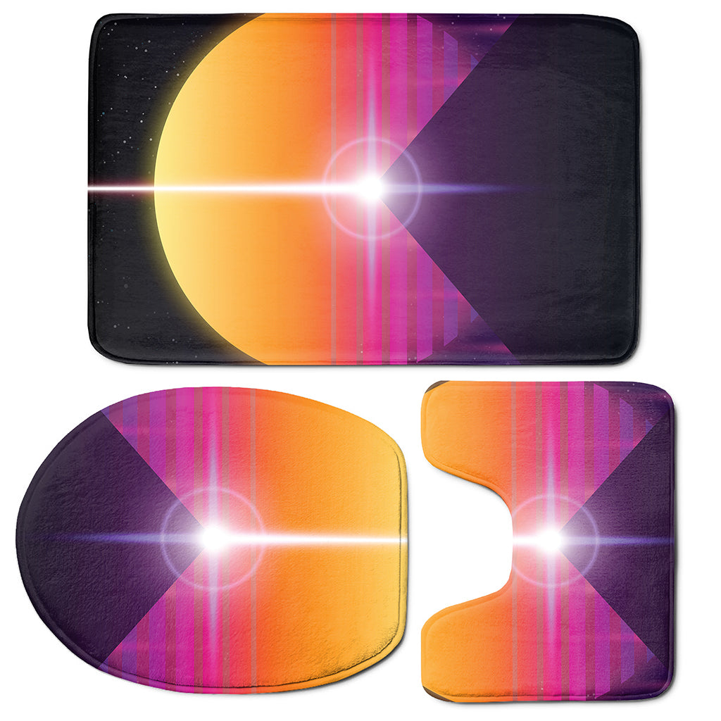 Synthwave Pyramid Print 3 Piece Bath Mat Set