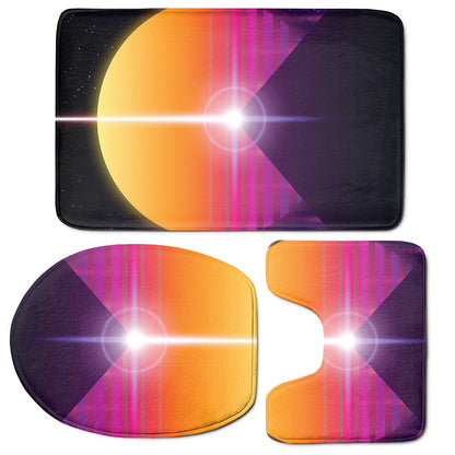Synthwave Pyramid Print 3 Piece Bath Mat Set