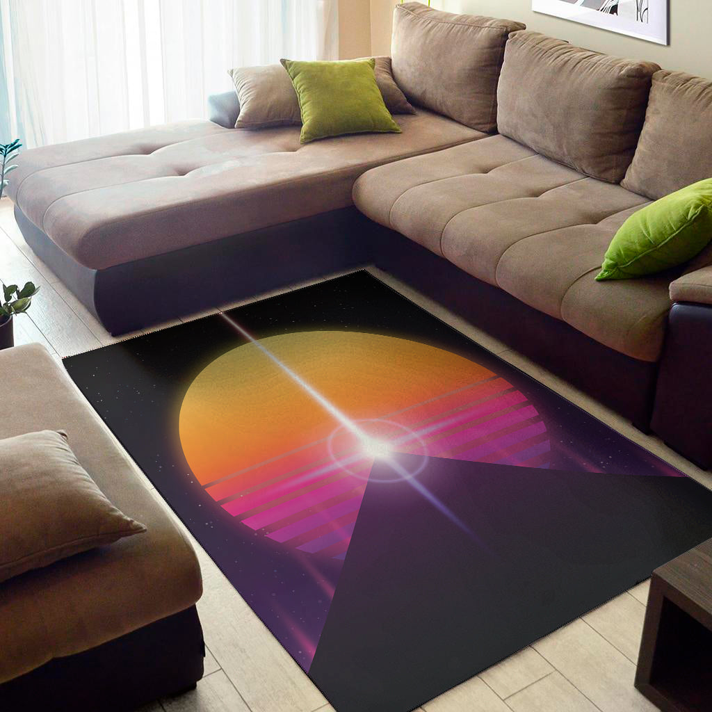 Synthwave Pyramid Print Area Rug