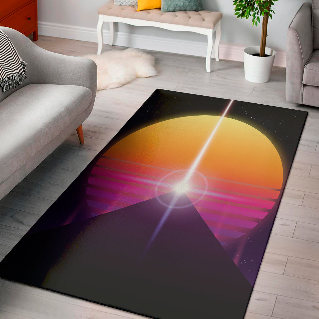 Synthwave Pyramid Print Area Rug