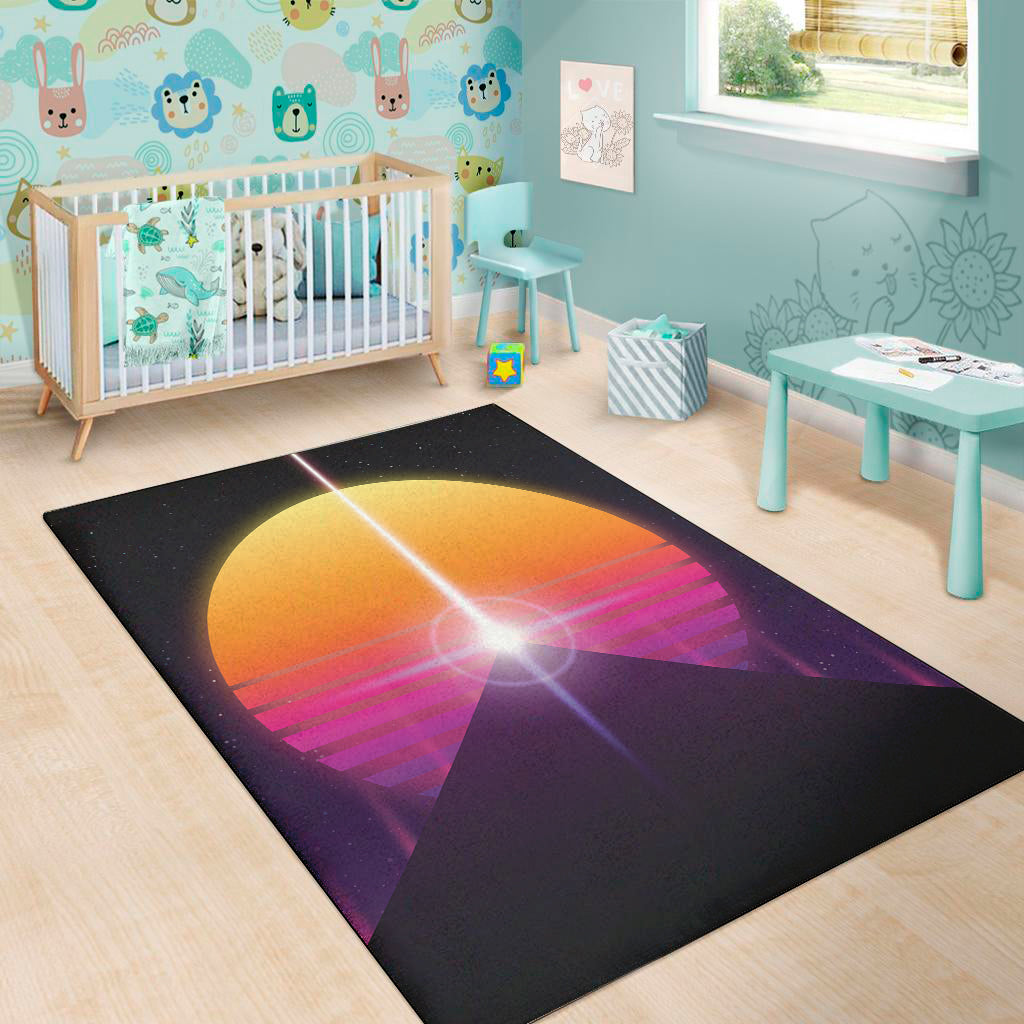 Synthwave Pyramid Print Area Rug