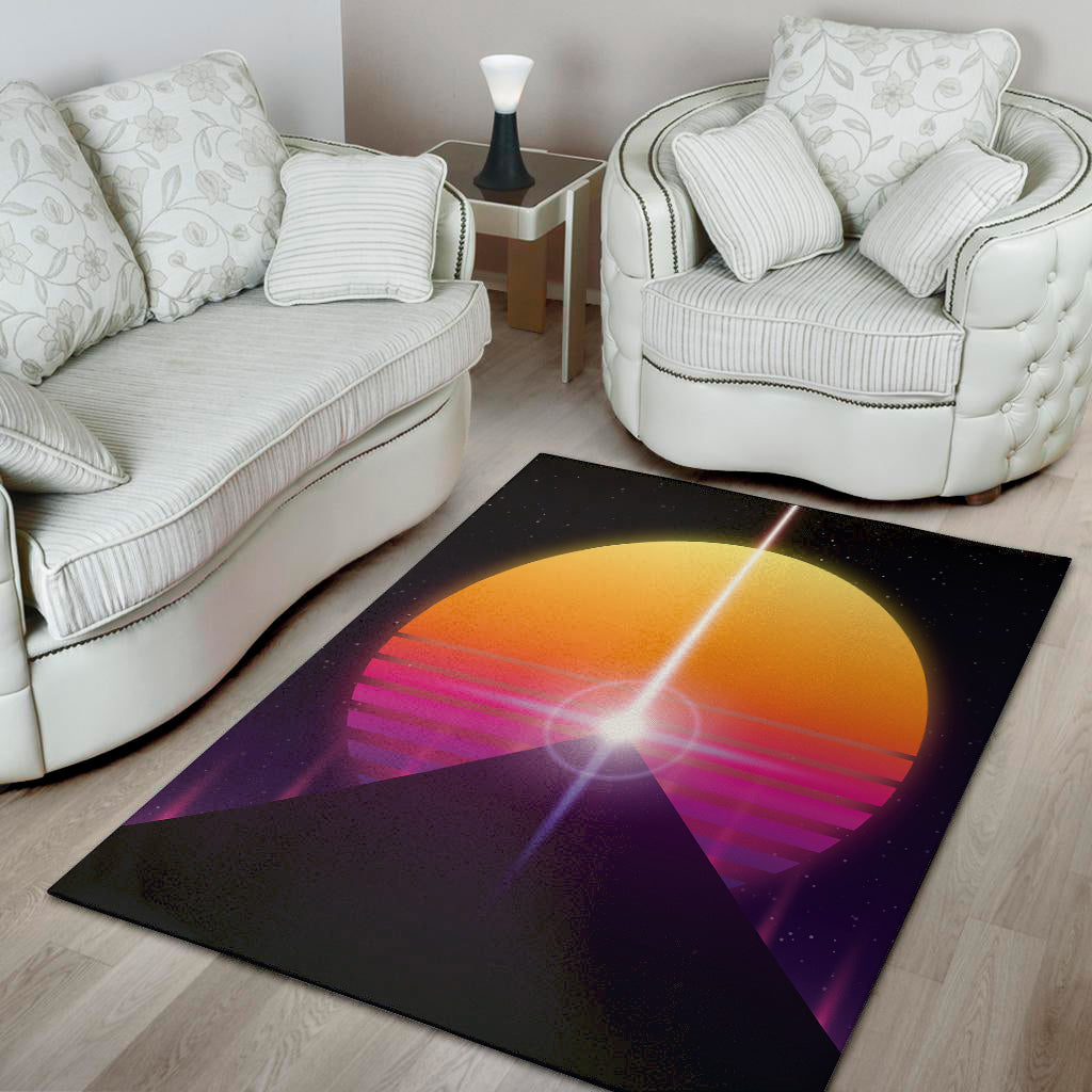 Synthwave Pyramid Print Area Rug