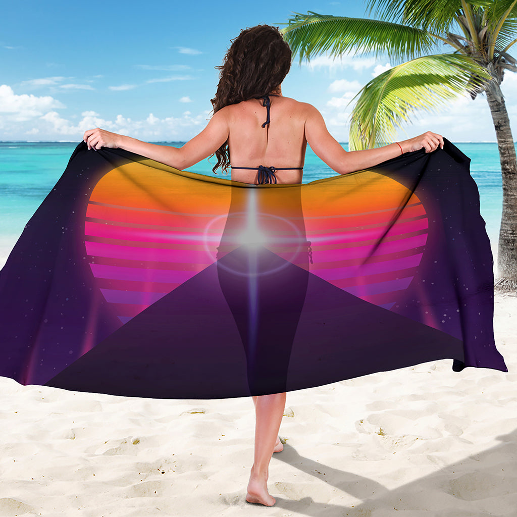 Synthwave Pyramid Print Beach Sarong Wrap