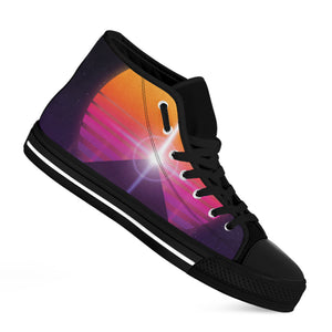 Synthwave Pyramid Print Black High Top Shoes