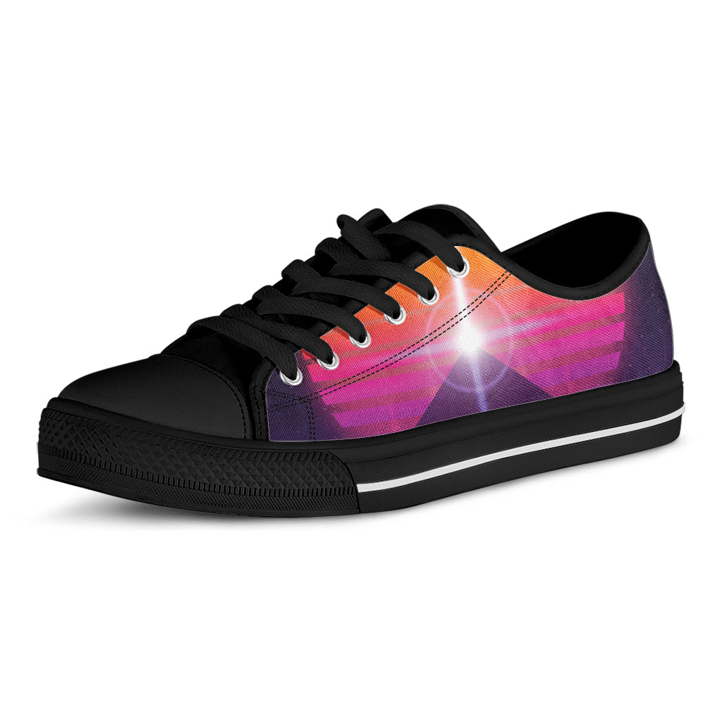 Synthwave Pyramid Print Black Low Top Shoes