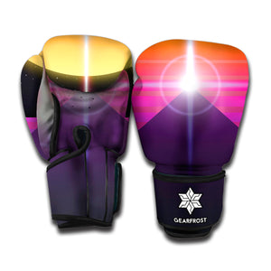 Synthwave Pyramid Print Boxing Gloves