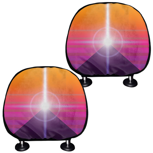 Synthwave Pyramid Print Car Headrest Covers