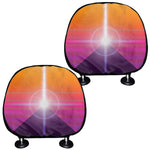 Synthwave Pyramid Print Car Headrest Covers