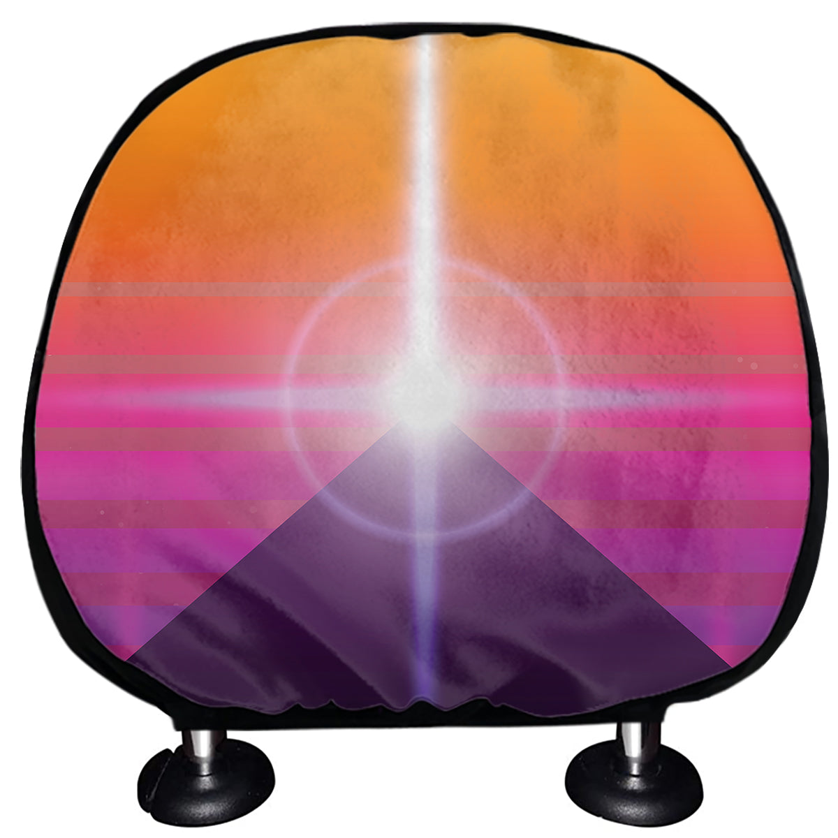 Synthwave Pyramid Print Car Headrest Covers