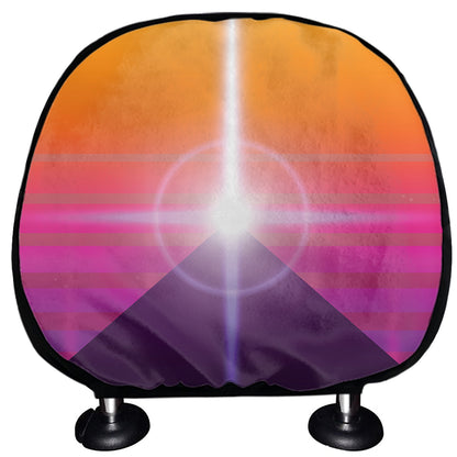 Synthwave Pyramid Print Car Headrest Covers