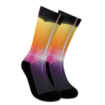 Synthwave Pyramid Print Crew Socks