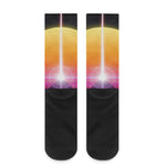 Synthwave Pyramid Print Crew Socks