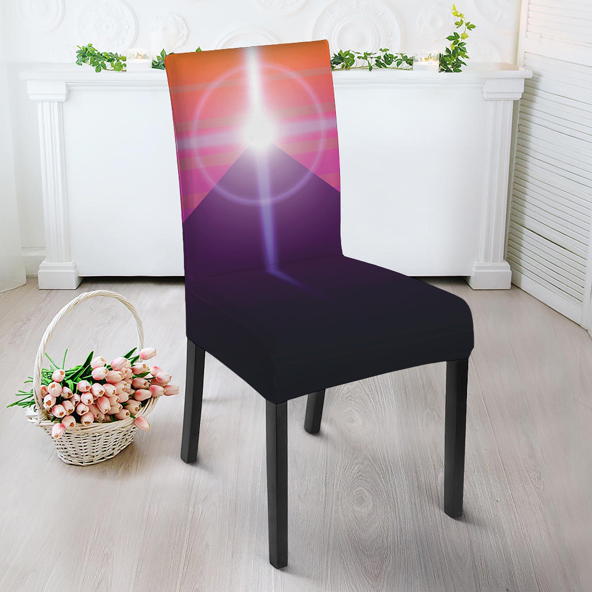 Synthwave Pyramid Print Dining Chair Slipcover