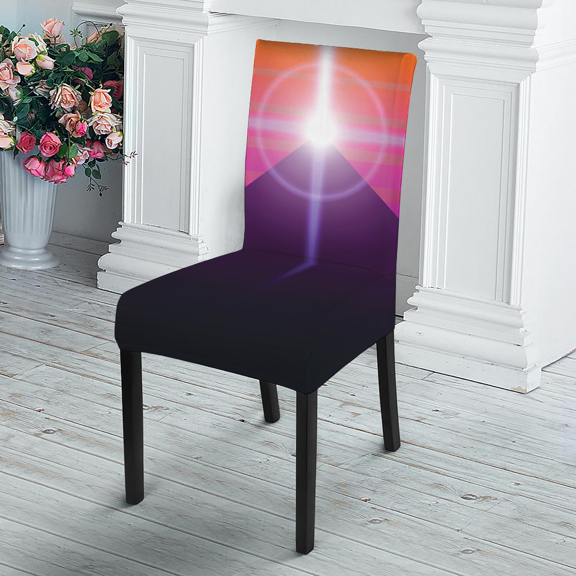 Synthwave Pyramid Print Dining Chair Slipcover
