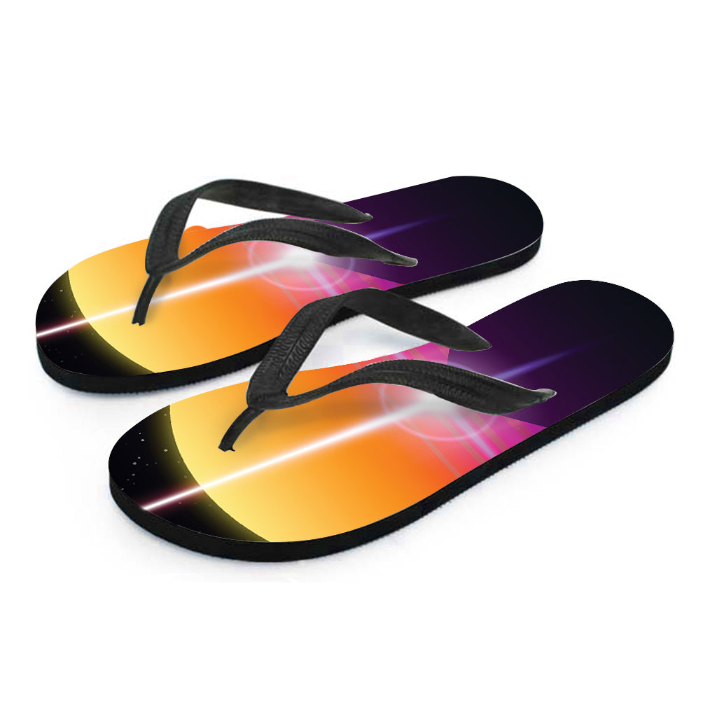 Synthwave Pyramid Print Flip Flops