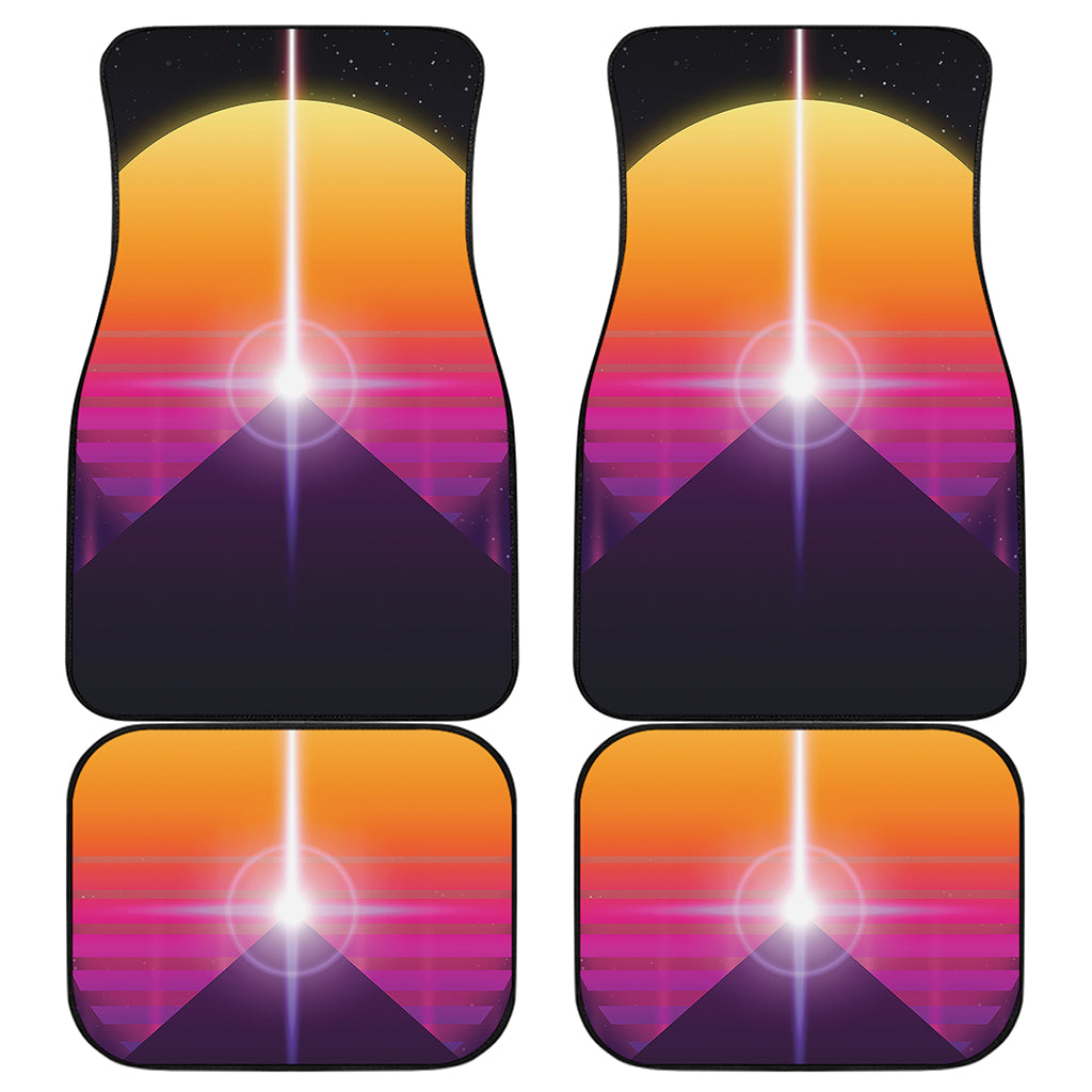 Synthwave Pyramid Print Front and Back Car Floor Mats