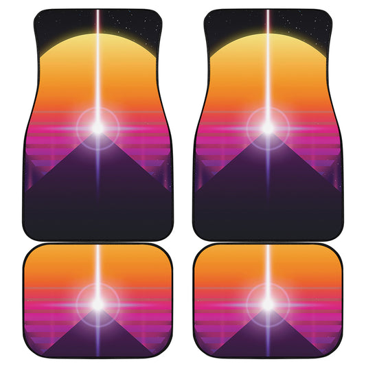 Synthwave Pyramid Print Front and Back Car Floor Mats