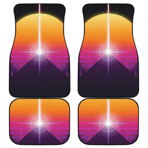 Synthwave Pyramid Print Front and Back Car Floor Mats