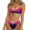 Synthwave Pyramid Print Front Bow Tie Bikini