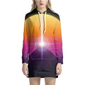 Synthwave Pyramid Print Pullover Hoodie Dress