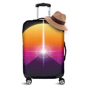 Synthwave Pyramid Print Luggage Cover