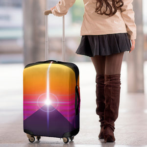 Synthwave Pyramid Print Luggage Cover