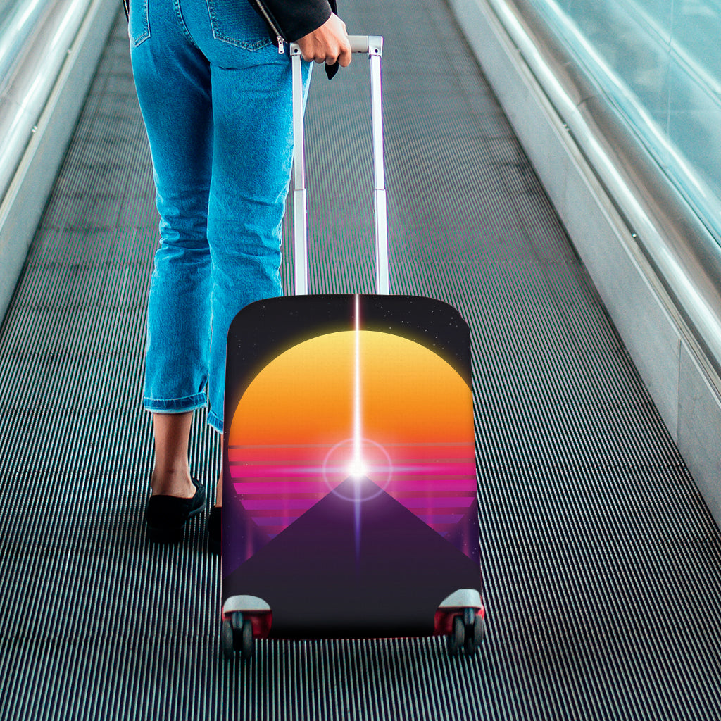 Synthwave Pyramid Print Luggage Cover