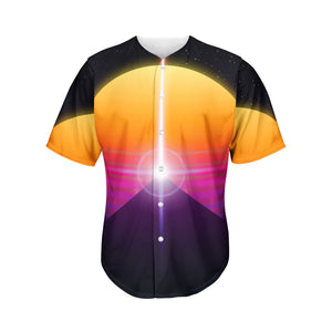 Synthwave Pyramid Print Men's Baseball Jersey