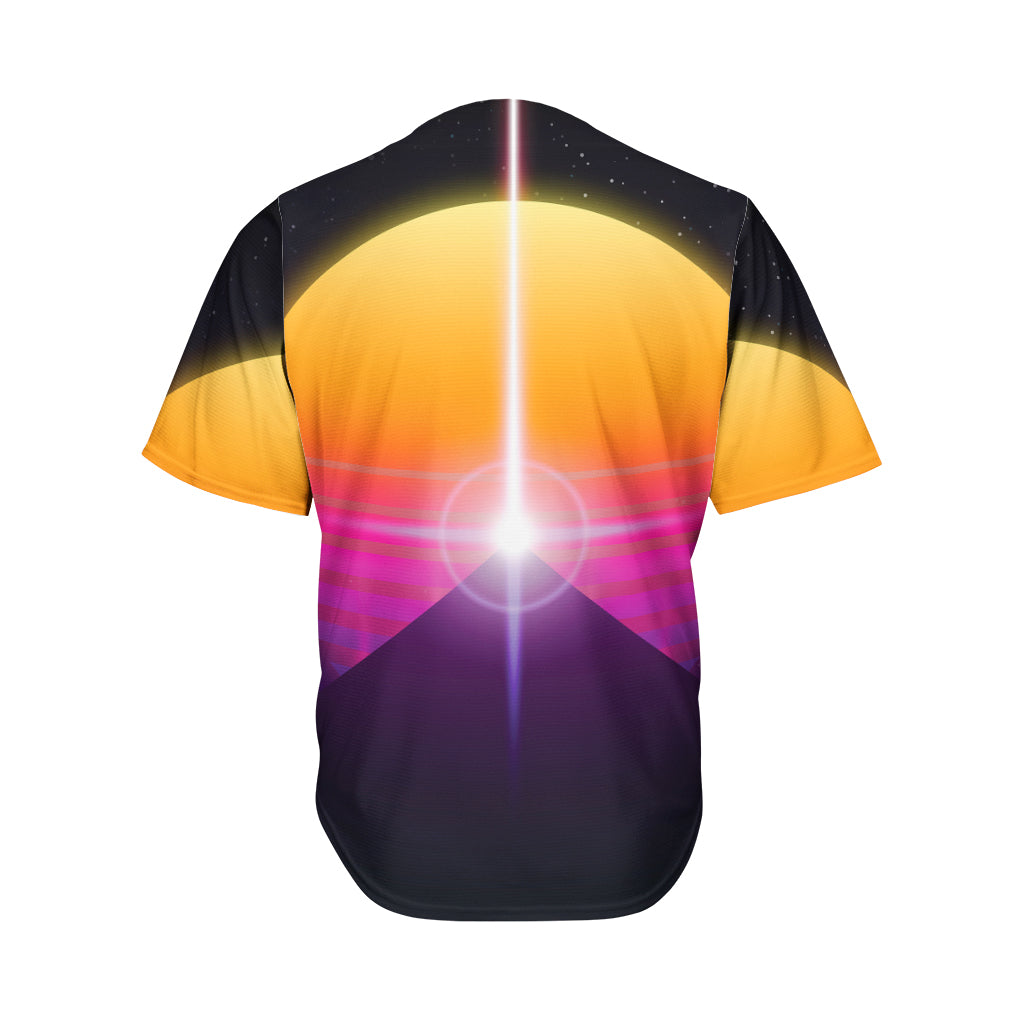 Synthwave Pyramid Print Men's Baseball Jersey