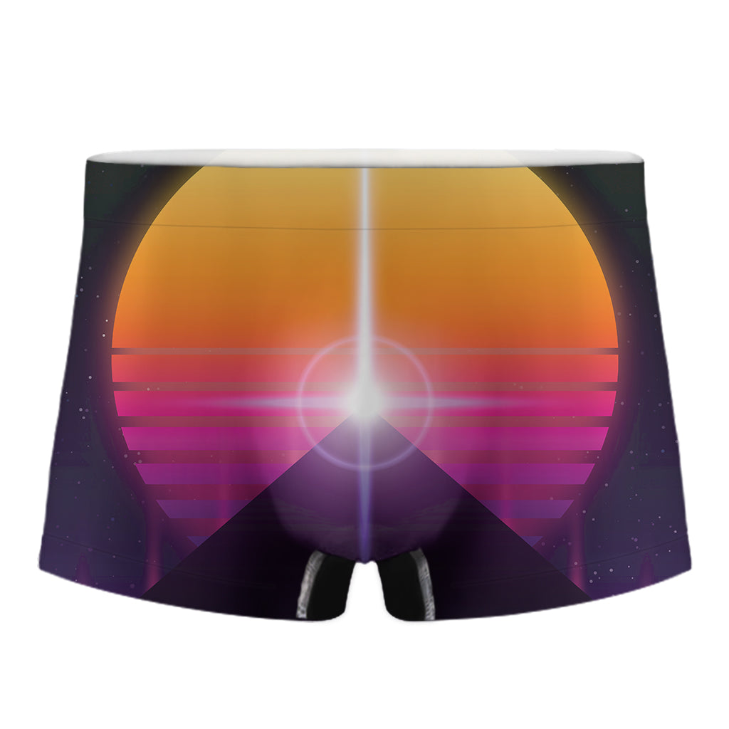 Synthwave Pyramid Print Men's Boxer Briefs