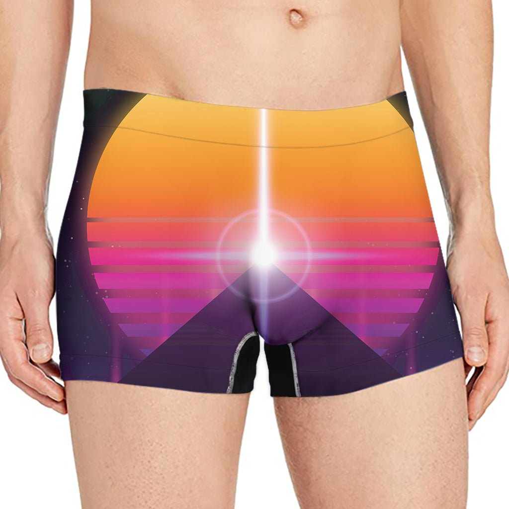 Synthwave Pyramid Print Men's Boxer Briefs