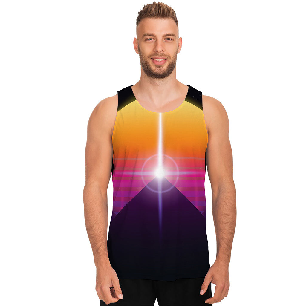 Synthwave Pyramid Print Men's Tank Top